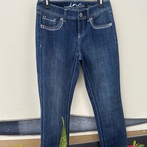 INC International Concepts Dark Blue Skinny Jeans with Pocket Studs